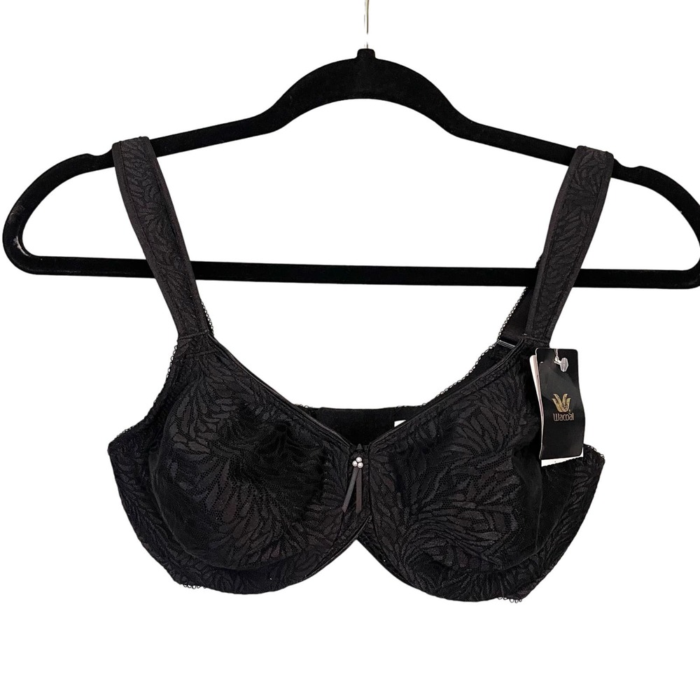 Wacoal Women's Black Damask Lace Adjustable Padded Underwire Bra Size 32D NWT